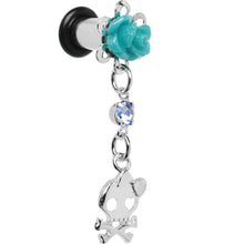 将图片加载到图库查看器,Aqua Rose Flower Skull Crossbones Dangle Plug Sizes 5mm to 12mm