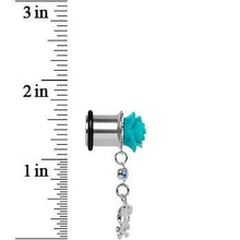 将图片加载到图库查看器,Aqua Rose Flower Skull Crossbones Dangle Plug Sizes 5mm to 12mm