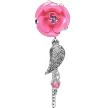 Load image into Gallery viewer, Pink Gem Rose Flower Angel Wing Dangle Plug Sizes 5mm to 12mm