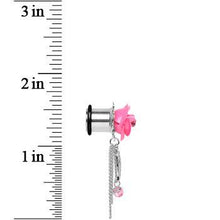 Load image into Gallery viewer, Pink Gem Rose Flower Angel Wing Dangle Plug Sizes 5mm to 12mm