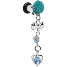 Load image into Gallery viewer, Aqua Flower Heart to Heart Dangle Plug Sizes 5mm to 12mm