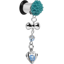 Load image into Gallery viewer, Aqua Flower Heart to Heart Dangle Plug Sizes 5mm to 12mm