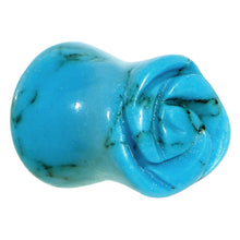 Load image into Gallery viewer, 0G Natural Blue Turquoise Blooming Flower Stone Saddle Plug