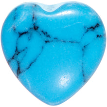 Load image into Gallery viewer, 00G Natural Blue Turquoise Sweet Heart Stone Saddle Plug