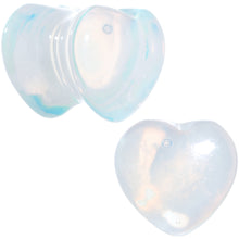 将图片加载到图库查看器,0G Natural Opalite Semi Precious Stone Heart Saddle Plug Set