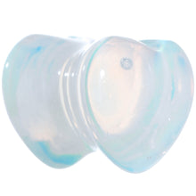 将图片加载到图库查看器,0G Natural Opalite Semi Precious Stone Heart Saddle Plug Set