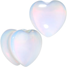 Load image into Gallery viewer, 5/8 Natural Opalite Sweet Heart Stone Saddle Plug Set