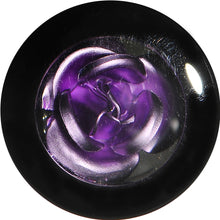 Load image into Gallery viewer, 5/8 Black Acrylic Purple Metallic Rose Flower Plug