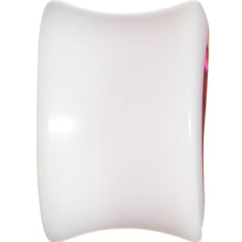 Load image into Gallery viewer, 9/16 White Acrylic Pink Metallic Rose Flower Plug