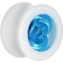 将图片加载到图库查看器,5/8 White Acrylic Aqua Metallic Rose Flower Plug