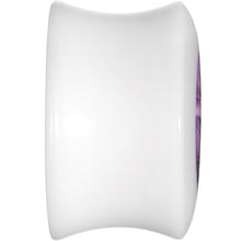 Load image into Gallery viewer, 5/8 White Acrylic Purple Metallic Rose Flower Plug