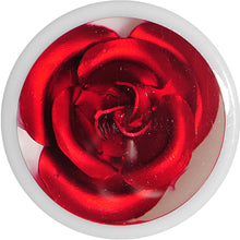 将图片加载到图库查看器,5/8 White Acrylic Red Metallic Rose Flower Plug