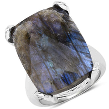 Load image into Gallery viewer, 17.17 Carat Genuine Labradorite and White Topaz .925 Sterling Silver Ring