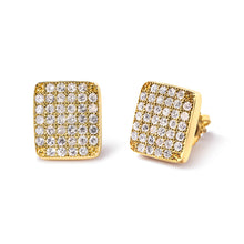 将图片加载到图库查看器,14K Yellow Gold 1/2 Cttw Diamond Square Shaped Composite Cluster Stud Earrings (I-J Color, I1-I2 Clarity)