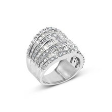 Load image into Gallery viewer, 10K White Gold 2 1/2 Cttw Round and Baguette-Cut Diamond Multi-Row Bypass Ring (J-K Color, I2-I3 Clarity) - Ring Size 7