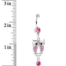 Load image into Gallery viewer, Pink Gem Owl Dangle Belly Ring