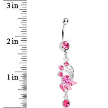 将图片加载到图库查看器,Pink Gem Teardrop Petal Dangle Belly Ring