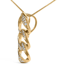 Load image into Gallery viewer, 14K Yellow Gold Plated .925 Sterling Silver 1/6 Cttw Diamond Interlocking Triple Asymmetric Circle Hoop 18" Pendant Necklace (H-I Color, I1-I2 Clarity)