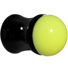 Load image into Gallery viewer, 0G Black Neon Yellow Acrylic Saddle Plug