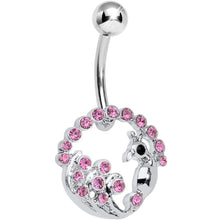 将图片加载到图库查看器,Pink Gem Paved Preening Peacock Belly Ring