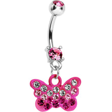 将图片加载到图库查看器,Double Pink Gem Crystalline Butterfly Dangle Belly Ring