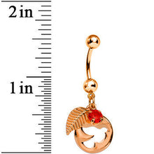 将图片加载到图库查看器,Red Gem Rose Gold Dove Bird Apple Dangle Belly Ring