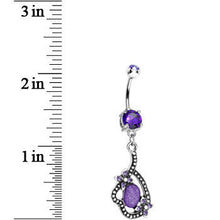 Load image into Gallery viewer, Double Violet Gem Love's Path Dangle Belly Ring