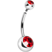 将图片加载到图库查看器,Internally Threaded Red Double Gem Belly Ring 11mm