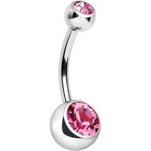 将图片加载到图库查看器,Internally Threaded Pink Double Gem Belly Ring 11mm