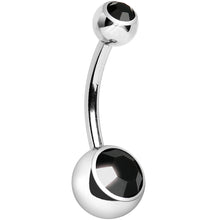 Load image into Gallery viewer, Internally Threaded Black Double Gem Belly Ring 11mm