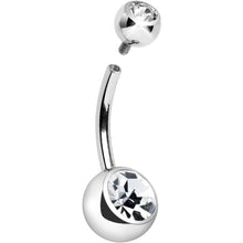 Load image into Gallery viewer, Internally Threaded Clear Double Gem Belly Ring 10mm
