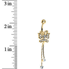 Load image into Gallery viewer, Crystalline Gem Gold Plated Butterfly Bow Dangle Belly Ring