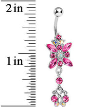 将图片加载到图库查看器,Pink Gem Dazzling Dangle Chandelier Belly Ring