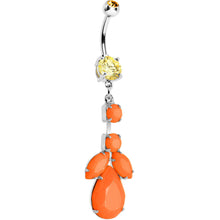 将图片加载到图库查看器,Orange Gem Neon Leaf Vine Dangle Belly Ring