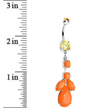 将图片加载到图库查看器,Orange Gem Neon Leaf Vine Dangle Belly Ring