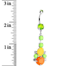 Load image into Gallery viewer, Green Yellow Orange Gem Neon Cluster Dangle Belly Ring
