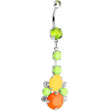 Load image into Gallery viewer, Green Yellow Orange Gem Neon Cluster Dangle Belly Ring