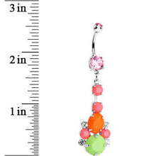 Load image into Gallery viewer, Pink Gem Neon Cluster Dangle Belly Ring