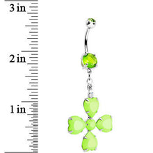 将图片加载到图库查看器,Light Green Gem Neon Four Leaf Clover Dangle Belly Ring