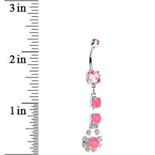 将图片加载到图库查看器,Pink Gem Neon Splash Crystal Teardrop Dangle Belly Ring