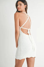 将图片加载到图库查看器,Crochet Crisscross Spaghetti Strap Mini Dress For Summer – Bohemian Crochet Dress, Trendy Crisscross Spaghetti Strap Dress, Flattering, Beach Day Mini Dress, Free-Spirited Summer Dress