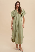 Load image into Gallery viewer, Smocked Puff Sleeve Midi Dress – Feminine Smocked Detailing, Puff Sleeves, and Midi Length for a Trendy and Elegant Look