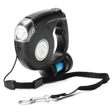 Load image into Gallery viewer, 4.5M LED Flashlight Extendable Retractable Pet Dog Leash Lead with Garbage Bag
