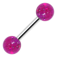 Load image into Gallery viewer, 16G 1/4 Acrylic Magenta Magic Glitter Tragus Cartilage Barbell