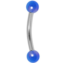 Load image into Gallery viewer, 16G Metallic Acrylic Blue Curved Eyebrow Ring