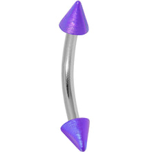 Load image into Gallery viewer, 16G Metallic Acrylic Purple Spike Curved Eyebrow Ring