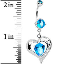 将图片加载到图库查看器,Aqua CZ Tender Heart Dangle Belly Ring