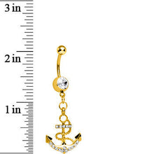 将图片加载到图库查看器,Crystalline Gem Gold Nautical Delight Anchor Dangle Belly Ring