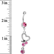 将图片加载到图库查看器,Pink Crystalline Paved Yearning Hearts Dangle Belly Ring