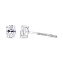 Load image into Gallery viewer, 14K White Gold 1.00 Cttw Lab Grown Oval Solitaire Diamond Stud Earrings (F-G Color, VS2-SI1 Clarity)